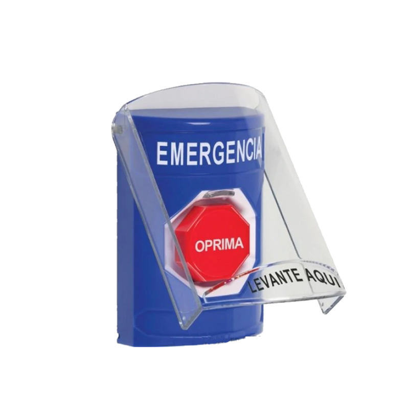 Botón de emergencia con cobertor,  llave, luz y doble contacto  SS2422EM-ES